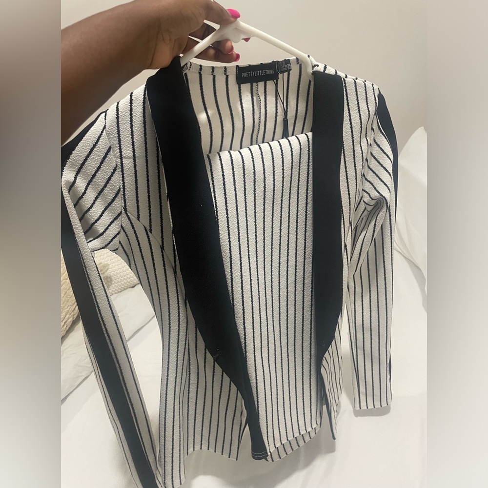 Black and white trouser and jacket set